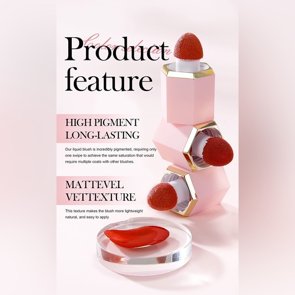 Matte Silky Texture Long-Lasting Lightweight Blush Liquid Makeup- #4 Swipe Right - Picture 3 of 8